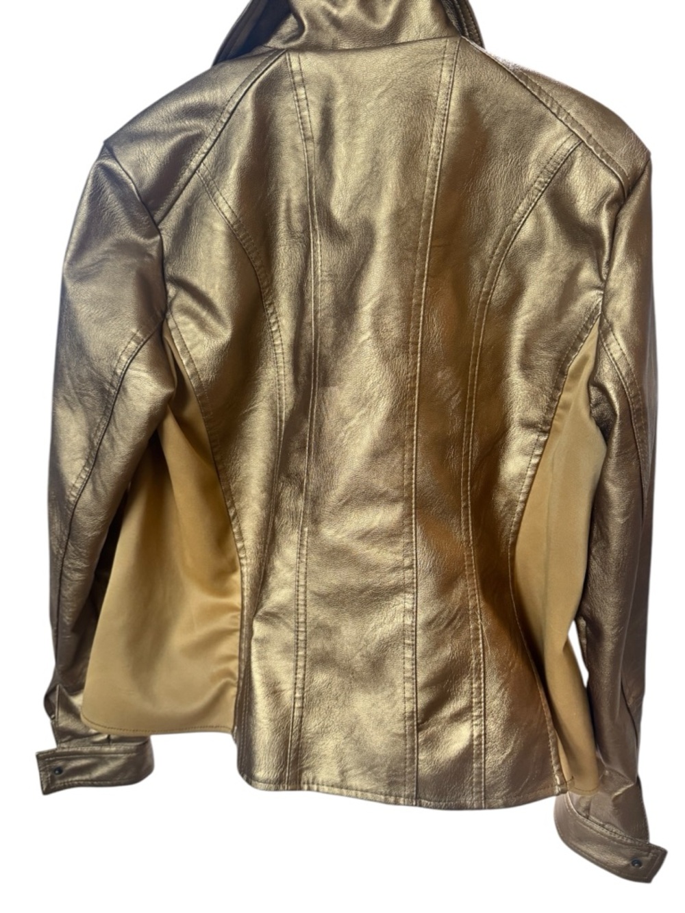 Baccini Metallic Bronze/Gold Faux Leather Moto Jacket - Picture 6 of 6